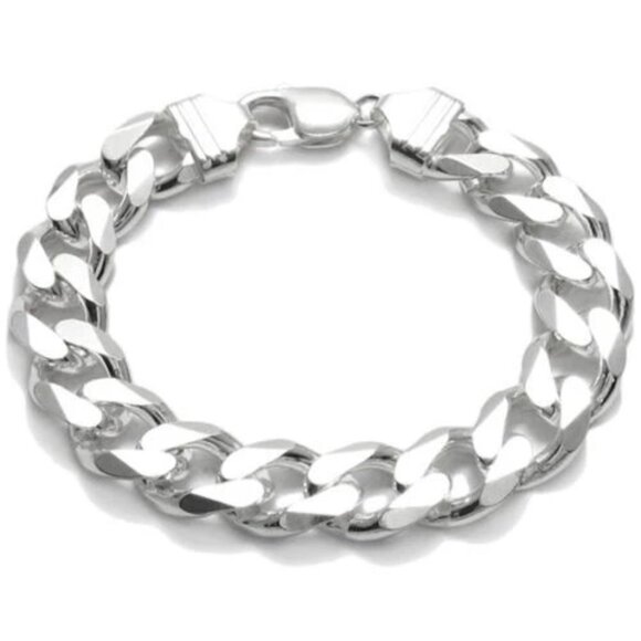CHARMING STERLING SILVER CUBAN LINK CHAIN BRACELET - 8 INCH - Picture 14 of 16